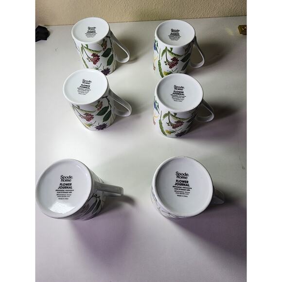SPODE HOME Flower Journal Ceramic Floral Tea Coffee Mug Set of 5 - Picture 8 of 10